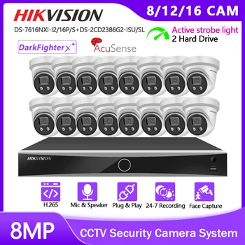 Hikvision 8MP KAMEROVÝ Bezpečnostný kamerový Systém domáceho Videa Dohľadu Monitor Auta obojsmerné Audio, Detekcia Tváre POE 8CH 16CH NVR Nastaviť