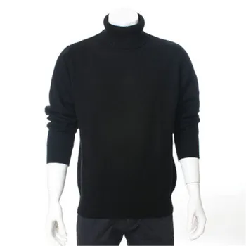 Vysoký stupeň kozie cashmere hrubé pletené muži móda turtleneck pulóver sveter H-rovno neutrálne farby S/2XL/EUR