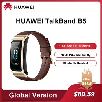 NOVÝ Huawei Talkband B5 Bluetooth Smart Náramok Športové Náramky Dotykový AMOLED Displej Spánku Fitness Tracker Hovoru Slúchadlo