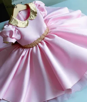 Zlato a Pink Baby Girl Narodeninovej Party Šaty Formálne Príležitosti Nosenie