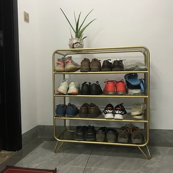 Nordic obuvi stojan na dvere domácnosti úložný stojan kov obývacia izba skladovanie multi-layer papuče rack svetlo luxusné čisté červené topánky rack