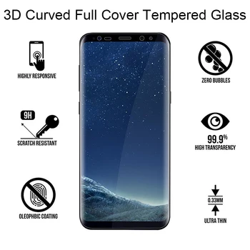 4pcs 3D Zakrivené Tvrdeného Skla pre Samsung Screen Protector Samsung S8 S9 Plus S10 S20 S21 Ultra Sklo