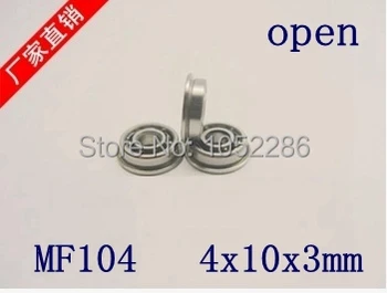 100ks/veľa otvorených prírubovým ložiskom MF104 Miniatúrne Guľkové Ložiská s Prírubou 4x10x3 mm