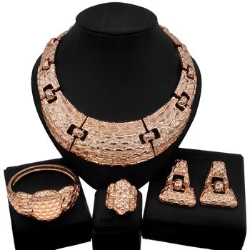 Najnovší Luxusný Brazílsky Zlaté Šperky Nastaviť Svadobné Veľké Šperky Pre Ženy Strany Príslušenstvo