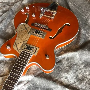 Vlastné double F duté telo Jazz elektrická gitara,Rosewood hmatníkom,Zlatý hardware gitaar,napríklad vibrato systém