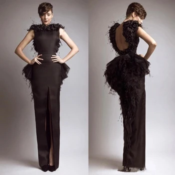 Black Celebrity Šaty, Plášť Dĺžka Podlahy Kvety Štrbinou Backless Dlho Slávny Formálne Červenom Koberci Šaty
