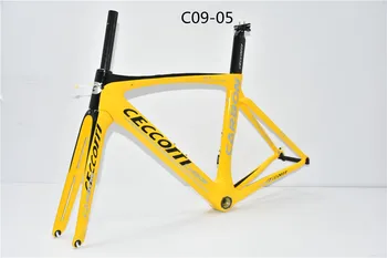 C09-5 žltá CECCOTTI uhlíka cestnej bike rám bicykla rám T1100 uhlíkových vlákien factory vysokej kvality