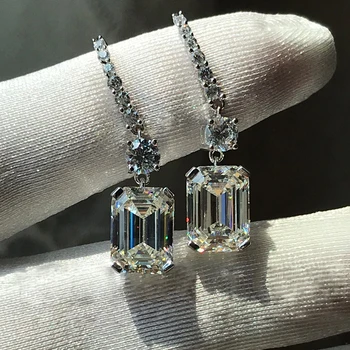 AINUOSHI 925 Sterling Silver Emerald Rez Simulované SONA Diamond Fashion Jednoduchý Háčik Náušnice Pre Ženy, Nádherné Šperky