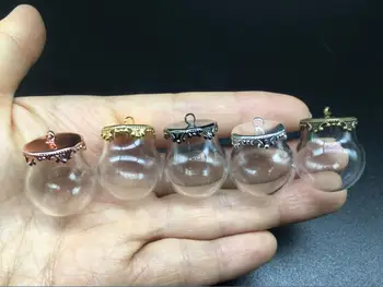 500sets 20 mm Miniatúrne sklenené Terárium bublina kovové koruny podvozka šperkov náhrdelník ampulka prívesok DIY, ktorí chcú sklenených fliaš
