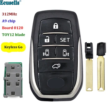 6 Tlačidlo Keyless Go Smart Remote Tlačidlo 312MHz ID71 Čip pre Toyota s TOY12 Balde Rada 0120