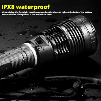 Potápačská Baterka XHP70 LED Baterky 300M Underwater Dive Svetlo IPX8 Potápanie Pochodeň Profesionálne Potápačské Strane Svetla