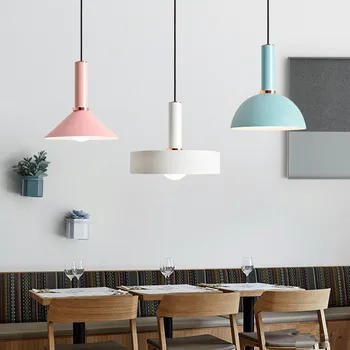 Jednoduché Nordic Reštaurácia Prívesok Svetlo Kaviareň Svetlo Dánsky Dizajnér Postmoderných Lampa Macaroons Multicolor S Oblečením Na Čítanie