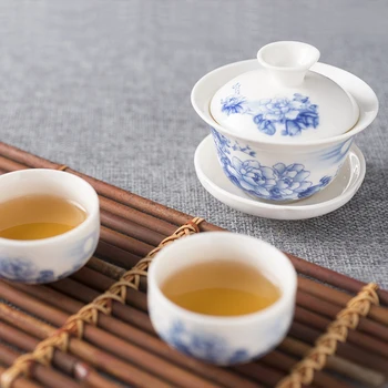 Jingdezhen Čína starožitné Kung Fu čaj nastaviť kanvica keramická kryt misy pohár porcelánu domáce dekorácie obrad gaiwan kanvica teacup