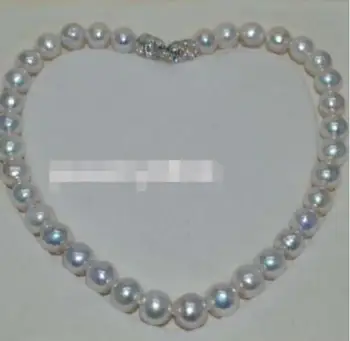 Ušľachtilý šperky 11-12 mm prírodné reálne Freshwatewhite perlový náhrdelník 17 palcové 925 strieborná spona DIY ženy hot predaj