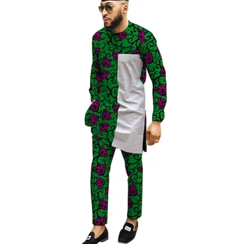 Jesenné novinky pánske Súpravy Patchwork Tričko S Nohavice Moderný Dizajn Africkej Tlače Vyhovovali Muž Nigéria Módne Oblečenie