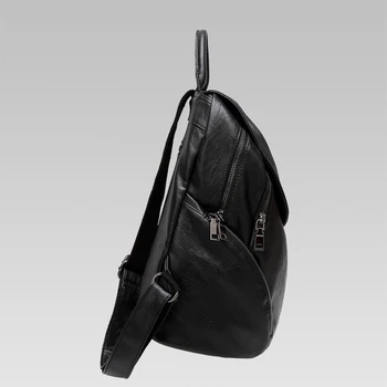 Móda bežné mäkké PU kožené batoh ženy klasické jednofarebné batoh cestovné anti theft vysoká kapacita
