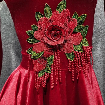Latinská Tanečných Kostýmov, Dámy Nové Kvetinové Výšivky Červené Šaty na Oslavu, Šaty Pre Ženy Ballroom Dance Oblečenie VDB2963