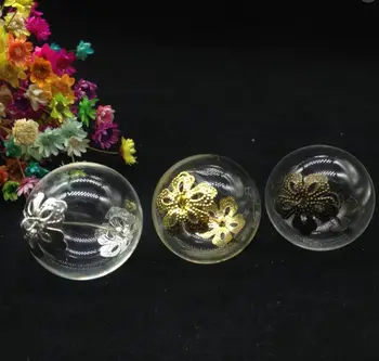 500pcs 30 mm veľkoobchod okrúhly tvar gule sklo svete, double hole kvet spp oko pin sklenenej fľaštičke prívesok diy sklenenou kupolou fľaša kryt