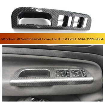 Carbon Fiber Auto Interiérové Dvere Chyť Rukoväť Kryt + Okno Výťah Prepnúť Panel Kryt Nastaviť pre Jetta Golf MK4 1999-2004