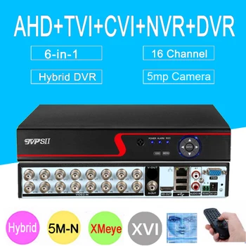 5mp CCTV Kamery Red Panel XMeye 5 M-N 16CH 16 Kanálov H265+ Audio 6 v 1 WIFI Koaxiálny Hybrid Onvif XVI NVR TVI AHD DVR