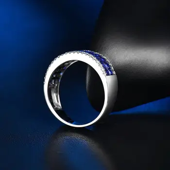 LANMI OFFCIAL Jemné Šperky Pevné 14Kt Biele Zlato Mužov Pásma Prírodných Blue Sapphire Diamantový Zásnubný Prsteň pre Milujúci Manžel Darček