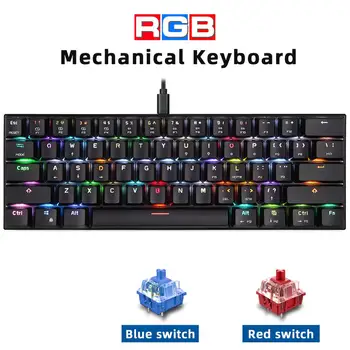 Motospeed CK61 Mechanical Gaming Keyboard, 61 Kláves RGB Podsvietenie Červená Modrá prepnúť Typ-C s Outemu Prepínač pre ruský Počítača