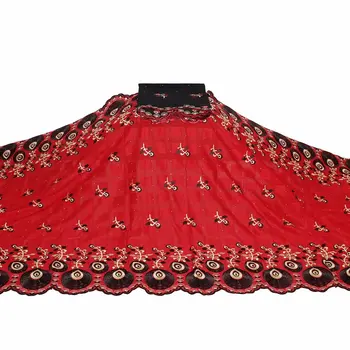 Africké Čipky Textílie 2020 Vysokej Kvality Bavlna, Vyšívané Čipky A Francúzsky Tylu Čipky Textílie 5+2 Metrov/Set Pre Ženy Šaty!WXF7251