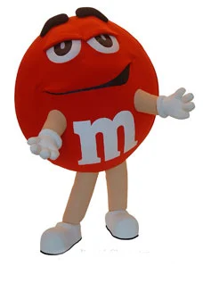 Maskot červená M&M Čokoláda Maskot Kostým Dospelý Karikatúra osobnosť Candy Tému Reklama Mascotte Maškarný