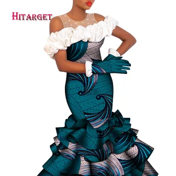 Africkej ženy šaty Lady šaty Ankara šaty Off-the-ramenný šaty Party šaty + 2 rukavice Viac farieb tradičné wy8208