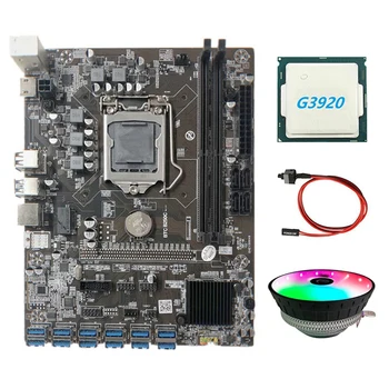 B250C BTC Ťažba Doska s RGB Ventilátor CPU+G3920 alebo G3930 CPU CPU+Switch Kábel 12 PCIE na USB3.0 Slot GPU LGA1151 Podporu DDR