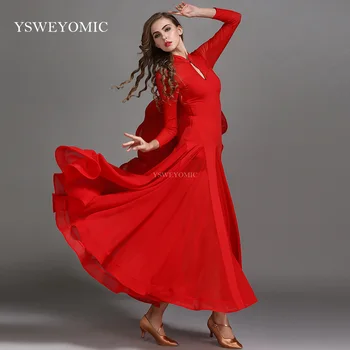 Červená Čierna Ballroom Dance Súťaže Šaty Tango Valčík Šaty Flamenco Štandardné Tanečné Šaty