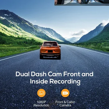 Dual Dash Cam 1080P Predné a 1080P Vnútri Kabíny s IPS Displej INFRAČERVENÉ Nočné Videnie G-Senzor Slučky Nahrávanie Dash Cam