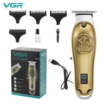 VGR Elektrické Hair Clipper Retro Kovové Vlasy Rezací Stroj Profesionálny Zastrihávač Vlasov Pre Mužov Účes LED Digitálny Displej V-920