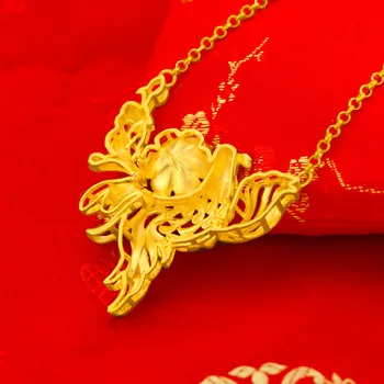 Móda Phoenix Kvet Tvarované Svadobné Šperky Sady Reťazca 24K Zlatom Svadobné Svadobné Imitácia Zlata Náhrdelník pre Ženy, Darčeky