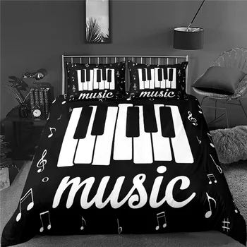 Luxusný 3D Klavír Klávesy Print 2/3ks Deti posteľná bielizeň Sady noty Perinu obliečka na Vankúš bytový Textil Jednotného/Queen/King Size