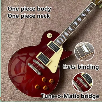 Nový príchod elektrická gitara s Vínom, červená farba s jedným kusom tela a krku , krémovú farbu pražce účel záväzné , rýchle dodanie