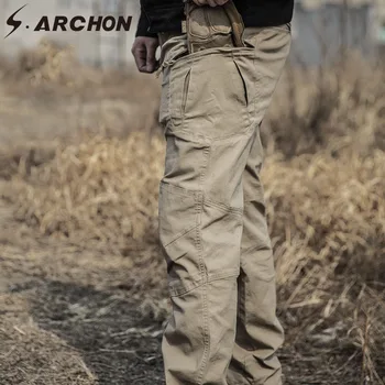 S. ARCHON IX8 Taktické Cvičenie Cargo Nohavice Mužov SWAT Army Combat Vojenské Nohavice Bežné Bavlna Veľa Vreciek Strečové Nohavice Muž