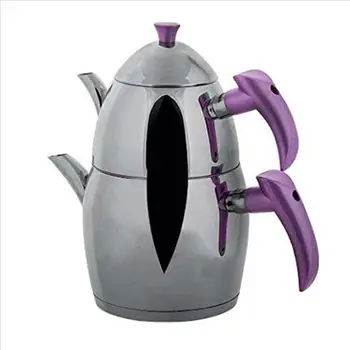 Aryıldız Lusso Prestíž Fialová Mini Čaj Hrniec Set-Teapot Hopper 1,40 lt. Kanvica Zásobník 2,10 lt