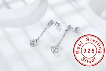 Trendy 925 Sterling Silver Drop Náušnice pre Ženy Mossanites Diamond Nový Typ Dizajn a Módne Svadobné Šperky Veľkoobchod
