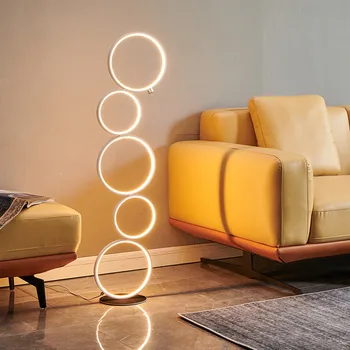 Moderné Krúžok Dotykový Spínač, LED Poschodí Lampa Interiéru Nordic Osvetlenie pre Obývacia Izba Dekorácie Nordic Domov Stojaca Lampa