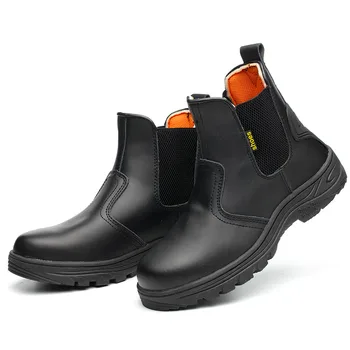 Veľkosť pánskej módy oceľovou špičkou čiapky bezpečnosti práce, topánky originálne kožené náradie topánky pracovník bezpečné chelsea boot členok botas