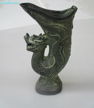 Zberateľskú Domov Zdobené Čínske Staré Bronz Ručne Vyrezávané Dragon Váza/Kovová Váza Doprava Zadarmo