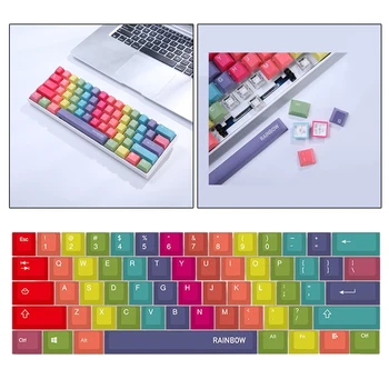 61-Key PBT Plastové Rainbow Keycaps Farebné Prepínače DIY Klávesnice Príslušenstvo pre Cherry pre Kailh Mechanické Klávesnice Gaming