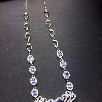 Elegantné tanzanite náhrdelník pre svadobné 13 ks prírodné VVS tanzanite strieborný náhrdelník pre strán, pevná 925 silver šperky tanzanite