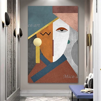 Nové Abstraktné Ručne maľované Dizajn Abstraktný Obrázok Tváre Obrázok Umenia Moderného Domova olejomaľba Panel Nastaviť Plátno na Stenu Umenie