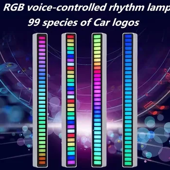 1PCS Auto RGB ovládanie Hlasom rytmus lampa auto dekorácie atmosféru lampa led hudba senzorové svietidlo Pre audi bmw benz renault Frod Dodge