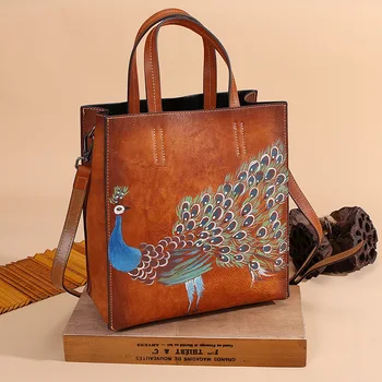 2021 Nové Retro Originálne Kožené dámske Kabelky, Ručne maľované Zvierat Tote Bag Príliv Luxusné Módne Ženské Rameno program Messenger Tašky