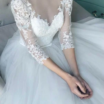 Vestido de noiva 2018 retro ples svadobné šaty rukávy casamento Ručné Doprava zadarmo čipky kvety matka nevesty šaty