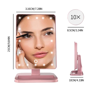 DARSONVAL Bluetooth Svetlo Zrkadlo 20 Led USB Nabíjanie Márnosť Pre make-up Zrkadlo Vymeniteľné 10X Zväčšovacie 180°Otáčanie Stola Zrkadlo