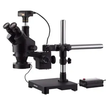 3.5 X-90X Black Trinocular Stereo Zoom Mikroskopom na Jedno Rameno Boom Stojan s Ťažkých 80-LED Krúžok Svetlo & 10MP USB3.0 Digita